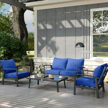Outdoor Chair Cushions Set Of 4, Fade Resistant, 24 X 24 In Deep Seat, Patio Cushions For Chair, Sofa, And Outdoor Furniture, Navy Blue - Navy Blue - View 7