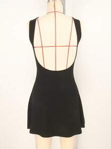 2024 European And American Style Sexy Backless Fitted Fashionable Elegant Bodycon Black Dress, Summer Party - Black - View 7