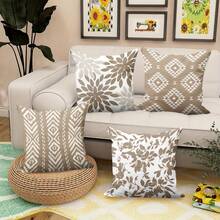 4pcs Bohemian Geometric Pattern Pillow Covers | Made Of Polyester, Zipper Closure, Suitable For Living Room And Bedroom, Machine Washable (Single-Sided Printing, Pillow Insert Not Included) - A - View 8