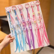 2pcs/Set Girls' Ombre Y2K Style Butterfly & Flower Hair Accessories, Gradient Pink-Blue-Purple Hair Braids + Elastic Hair Ties, Suitable For Outfits, Dates, Photography, Birthday Parties, Music Festivals, Ethereal Y2K Hairstyle - Multicolor - View 4