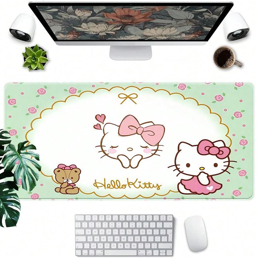 SANRIO 1 pezzo Tappetino per mouse e scrivania Game - Base in gomma antiscivolo, superficie lavabile; adatto per computer, laptop, ufficio, casa e scuola. Un accessorio da scrivania da collezione , ideale per lo spazio domestico/lavorativo, con tema onirico e texture liscia - un must per gli appassionati di anime. - B - Visualizzare 1