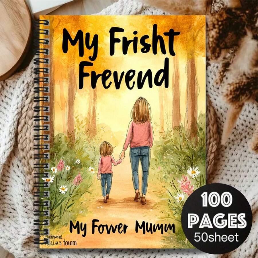 100-Page Spiral Bound Notebook With Warm Mother-Daughter Illustration Cover, Suitable For Work, Study, School Notes, Graduation & Birthday Gift, Diary, Daily Planner - H - View 1