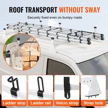 Trailer Ladder Rack, 54" 3 Crossbars Ladder Roof Rack, Heavy-Duty Steel Van Roof Ladder Rack, 800 Lbs Capacity Van Ladder Rack With Straps, Fit For Ford Transit 150, 250, 350, 2015-2022 - Square Tube 800 Pounds - View 5