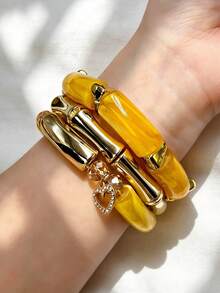 Bộ 3 vòng tay xếp lớp nhiều lớp phong cách Bohemian, phụ kiện đeo tay quyến rũ lãng mạn dành cho nữ, thích hợp cho kỳ nghỉ. - Bô-hê-miêng - Xem 6