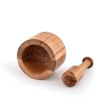Samhita Acacia Wood Mortar And Pestle For Garlic Pepper Herb Crusher Kitchen Utensils Birthday Housewarming Gift Mortar- 4" X 3" Pestle- 55" - White - View 4