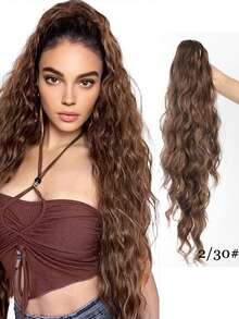 14-26 Inch Curly Ponytail Holder Claw Scrunchie, Brown Mixed Gold Bleached High Ponytail Tie, Women Synthetic Hair - Multicolor - View 23