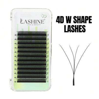 Lashine 12排 0.07 C 黑色 4DW 型假睫毛 4D W 睫毛 Cilios 睫毛 浓密扇形假睫毛 专业美容院批发