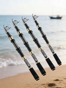 Carbon Fiber Double Lock Telescopic Fishing Rod | Portable Travel Style, EVA Anti Slip Handle+Stainless Steel Guide Ring Lightweight - Black - View 1