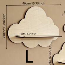 Nordic Style Cloud-Shaped Wall Shelf, Decorative Storage Rack For Kids Room, Cute Floating Ledge - Wood Color - View 12