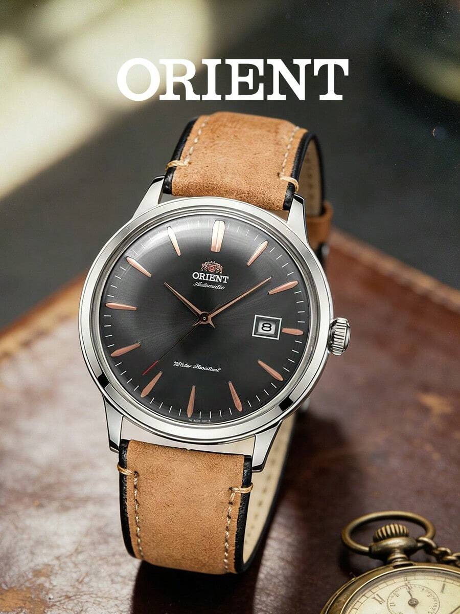 Orient 男士腕表,复古商务男士腕表,搭载F6724自动机械机芯,走时稳定可靠。这款男士腕表采用灰色旭日纹表盘,搭配玫瑰金时标。 - 黑色 - 查看 1