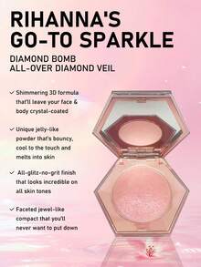 Fenty Beauty By Rihanna Rhinestone Bomb 全臉亮鑽面紗 #Rose Rave（純粉色與金色閃耀）8g/0.28 Oz | 極細閃亮面紗高光，讓肌膚呈現亮鑽灑落般的吸睛閃耀 | 融於肌膚 - Rose Rave - 8g - 查看 3
