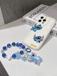 Disney Has Authorized, Phone Case - Chain Set, The Stitch Lilo & Stitch Phone Case Plus A Silicone 3D Or Fluffy Style Stitch Bracelet With Metallic Ring Removable Bracelet, Stitch And Angel Pattern, Compatible With Iphone 17/16/15/14/13/12/11/XS/XR/X Plus Pro Max, Wavy Design Phone Case For Girl, A Stylish Cartoon Summer Phone Case, The Perfect Gift Choice, Phone Protection, Durable Phone Cover, Great Gift For Friends And Family - Kiểu trắng B - Xem 6