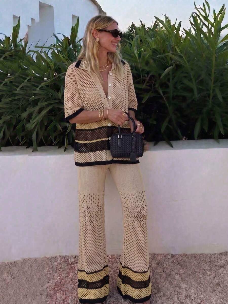 Women's Minimalist Elegant Knit Two Pieces Set, Casual Chic Style, Spring/Summer