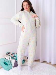 Girls' And Boys' Jumpsuit In Soft Fabric For Winter. Camouflage Print. Warm And Comfortable With A Versatile Design And Thermal Protection For Cold Seasons. - Multicolored Girl - View 3