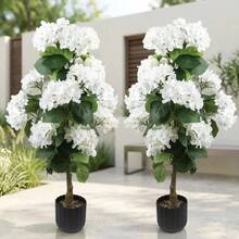 2pcs Artificial Hydrangea Flower Stems, Excluding Planter, Suitable For Indoor And Outdoor Home, Garden And Office Decor - 1 - View 2