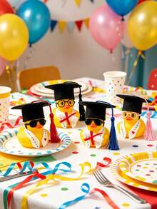 1 pieza Patito amarillo lindo con gafas y gorra de graduación, decoración para coche, decoración divertida de temporada de graduación, patito amarillo con gafas y birrete, diseñado para decorar el salpicadero del coche, flor de graduación y regalo pequeño de fiesta de graduación, decoración de graduación, centro de mesa para fiesta festiva, regalo de graduación - Doctor Pato - Ver 11