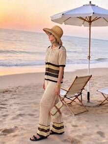 Women's Minimalist Elegant Knit Two Pieces Set, Casual Chic Style, Spring/Summer - Zhongyu - View 9