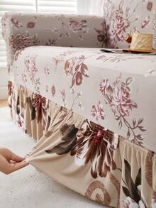 1pc Slip-Resistant Elastic Decorative Sofa Cover, Milk Silk Fabric Floral Print Skirt Design, Fit For Single/Double/Three/Four Seater Sofa, Pet-Friendly, Colorful, Suitable For Spring/Summer/Autumn/Winter - Multicolor - View 8