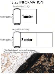 1pc Heavy Lace Rose Mesh Fabric, 3D Embroidered Handmade DIY Mesh Fabric - Black - View 2