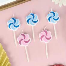 5 pièces/set Bougies éoliennes bicolores créatives, décorations de gâteau pour anniversaire, anniversaire, célébration de fête - Voir 5