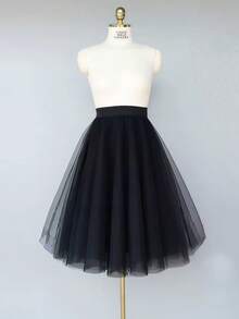 1pc Women's Mesh Skirt 70cm Versatile Runway Style Halloween - Multicolor - View 8