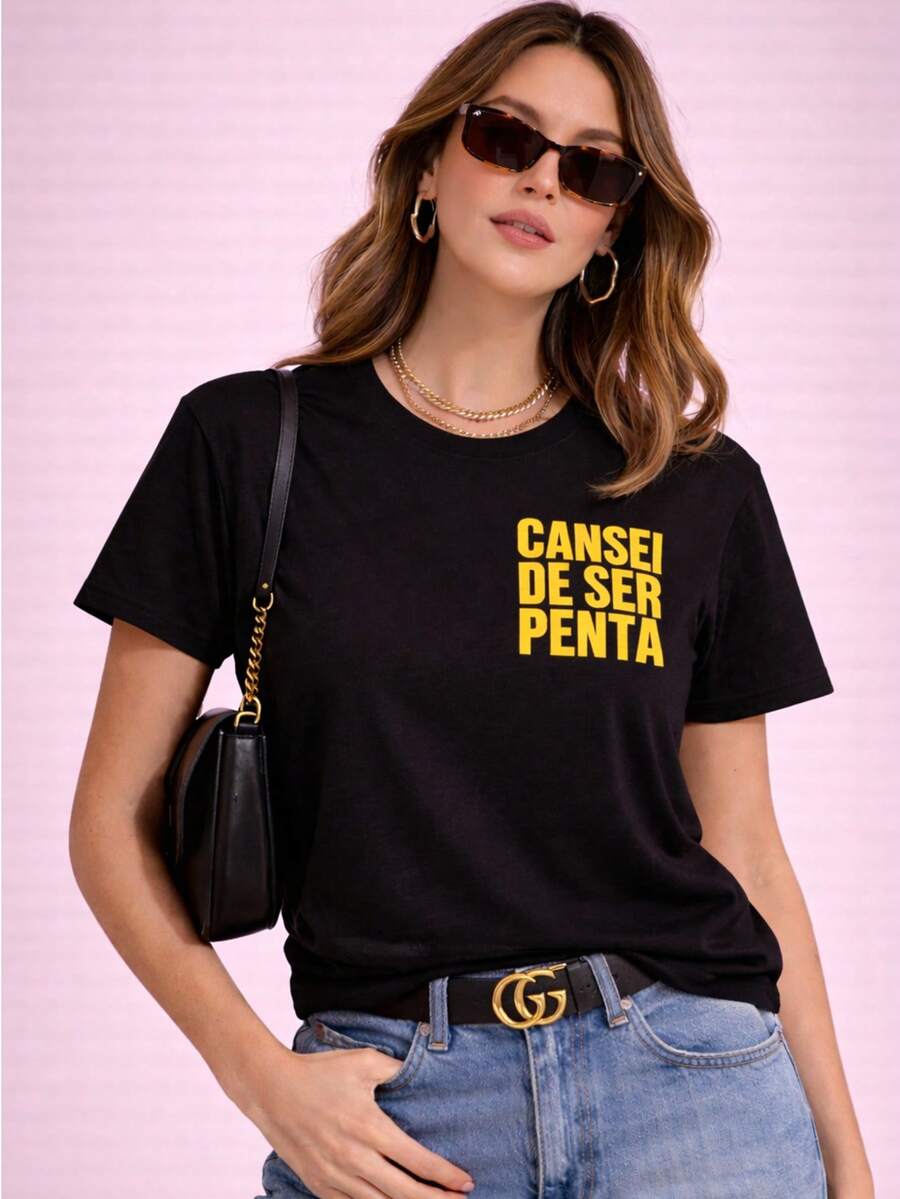 Women's Printed T-Shirt Latina 100% Premium Cotton Brazilian Do It Better Brazilian Culture Brazil Hexa World Cup Football - màu đen - Xem 1