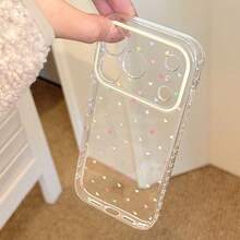 Minimalist Multi-Colored Heart Pattern Transparent GUCADI Colorful Heart-Shaped Full Screen Transparent Phone Case Compatible With IPhone 17 Pro Max 16 15 14 Minimalist Korean Style Transparent Soft Cover Creative Geometric Patchwork Niche Style Ins Style Spring Birthday Gift Anniversary - Clear - View 13