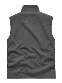 Áo vest nam cổ đứng nhẹ, nhiều túi, thích hợp mặc mùa xuân thu, kiểu dáng thể thao năng động. - Xám - Xem 3