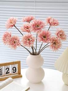 1/5/12件人造非洲雛菊向日葵，婚禮裝飾、居家花瓶裝飾、餐廳客廳臥室床頭花藝布置、新娘花束、手腕花飾、胸花材料、生日派對裝飾、新年情人節禮物 - 粉色 - 查看 3