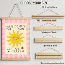 1 pezzo "Ecco il sole, tesoro" opera d'arte da parete, decorazione retrò con stampa rosa a quadretti, cartellone sole stile boho adatto per camera dei bambini, soggiorno, camera da letto, tela dipinta senza cornice/con cornice/rotolo da appendere - Multicolore - Visualizzare 11