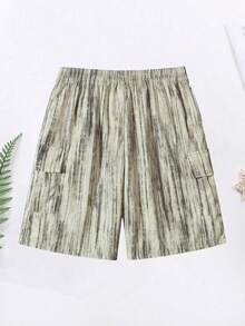 Quần short nam mùa hè phong cách thường ngày, quần short túi hộp dây rút nhiều túi, quần short nhung kẻ nhuộm phù hợp cho hoạt động ngoài trời, thể hình, chạy bộ thể thao - Màu Khaki - Xem 6