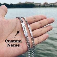 Engraved Couples Bracelet - Customizable Text/Symbol Engraving - Magnetic Couples Bracelet - Adjustable - Personalized Gift For Couples/Lovers, Anniversary Gift - Multicolor - View 2