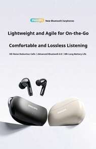 Philips TAT1320 Bluetooth 6.0 Headphones, 28H Playtime, 10mm HiFi Drivers, AI Mic, Semi-In-Ear Wireless Earbuds for Music Calls – Black/White - 查看 3