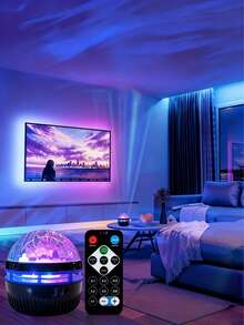 USB Powered LED Aurora Projector - Adjustable Northern Lights Ceiling Lamp With Remote Control, Suitable For Bedroom And Party Decoration - 多色光 - 查看 12