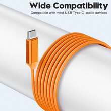 USB-C 耳機，適用於 Galaxy S24 S23 Ultra S22 S21 FE S20 A54 A53，以及 USB-C 有線耳機適用於 16 15 Pro Max Plus Pro、Pixel 8 7 6a，附麥克風與音量控制，適合卡拉OK - 橘色 - 查看 9