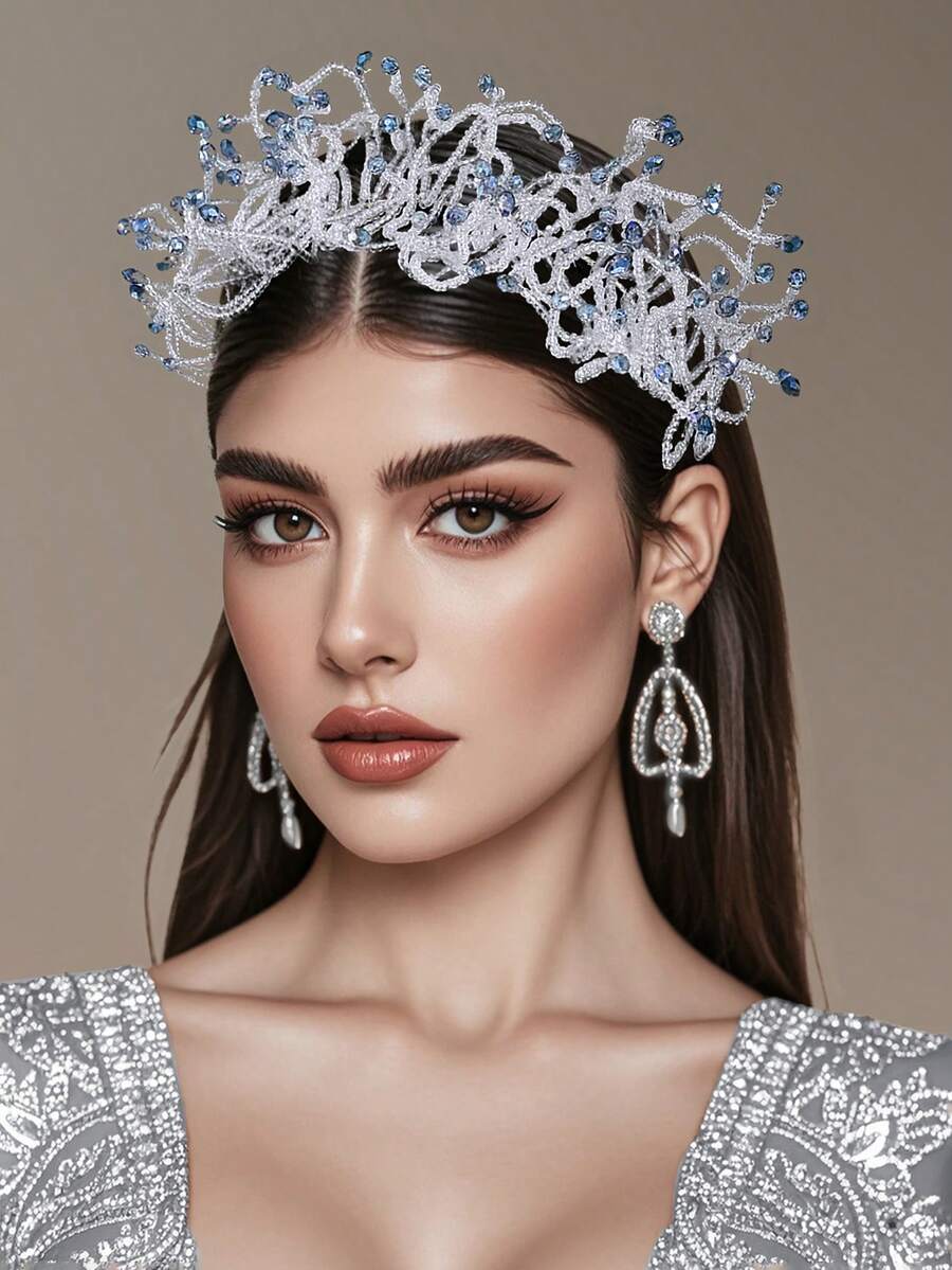 1pc Contrast Color Headband, Elegant Lady's Hair Hoop, Faux Crystal Beaded Hair Hoop, Fashion Hair Accessory, Bridal Headpiece, Wedding Party & Ball Decor, Bridal Accessories, Women's Accessory, Decorative Hair Accessory, Personalized Hair Accessory, Spring/Summer Hair Decor