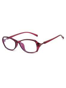 1 Pair Women's Purple Oval PC Frame Retro Solid Color Personalized Non-Prescription Glasses - Purple - View 2
