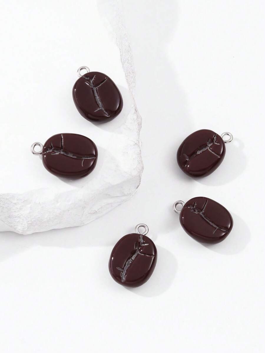 10 piezas de cuentas de resina con diseño de grano de café para hacer pendientes, collares, pulseras y llaveros de manera única - Café integral - Ver 1