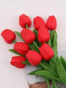 Realistic Tulip - Available In Multiple Colors, Suitable For Living Room And Dining Table Decor. UV-Resistant Nordic Style Home Decor, Great For Anniversary Celebration, Party Decoration. Suitable For Mother's Day Gift, Valentine's Day, Small Gifts, Desktop Decor, Wedding, Party, DIY Bouquet, Home Decor, Plastic Flowers, Decorations, Easter, Valentine's Day Wreath, Wedding Bouquet, Back To School Room Decor, School Supplies - 多色2 - 查看 6