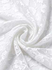 1pc Heavy Lace Rose Mesh Fabric, 3D Embroidered Handmade DIY Mesh Fabric - White - View 1