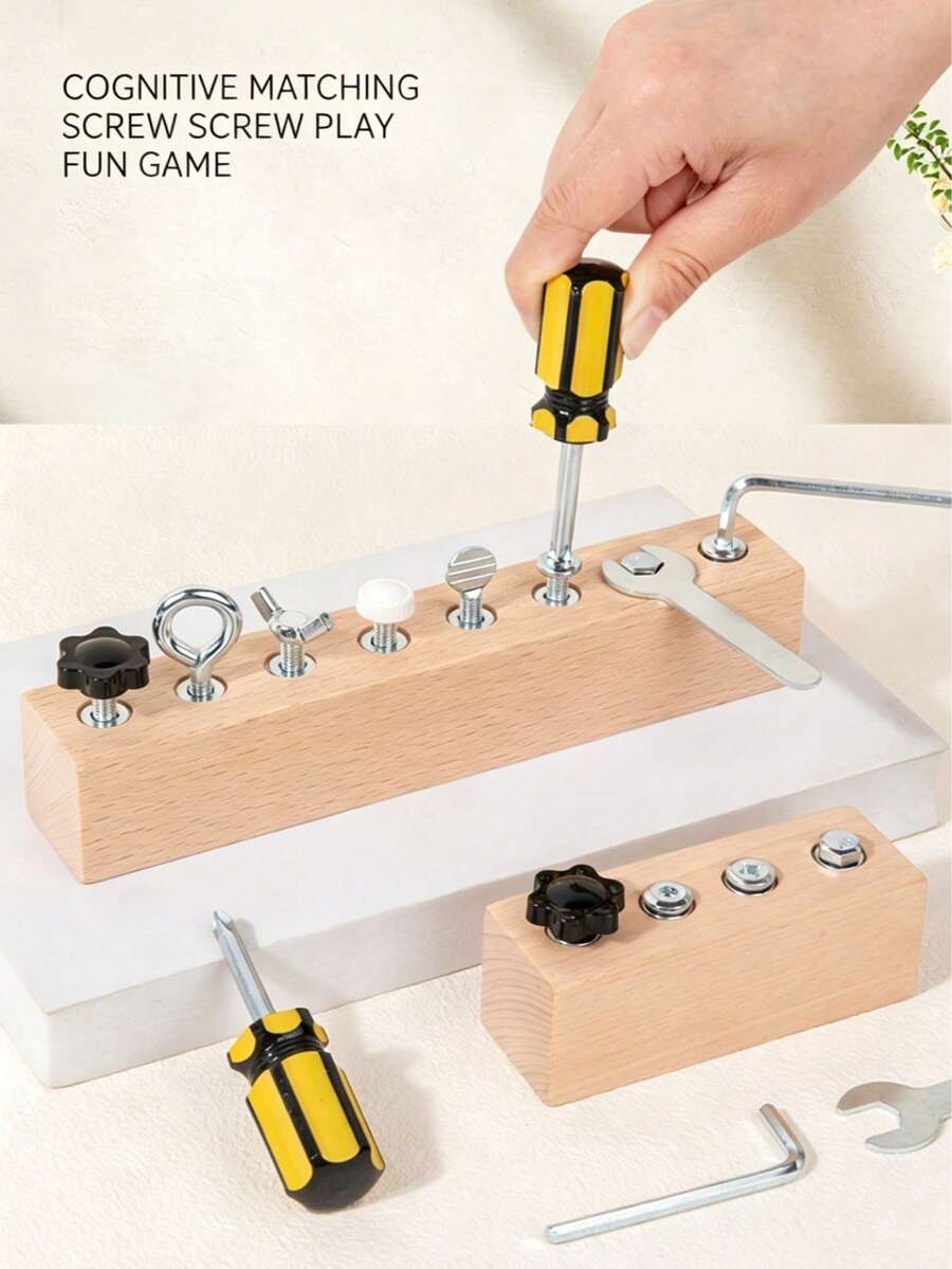 Smooth Hairless Screw & Nut Busy Board, Multi-Functional Tool Set For Fine Motor Skills Training, Montessori Educational Toy, Children's Birthday Gift