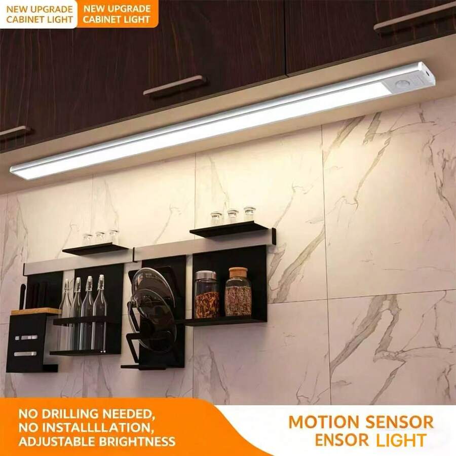 Dải đèn LED cảm biến chuyển động cơ thể người, luôn sáng, có thể sạc lại, thông minh, không dây, tự dính, có nam châm, thích hợp cho tủ rượu nhà bếp, tủ quần áo, đèn ngủ. - Đèn cảm biến chuyển động trong nhà - Xem 1