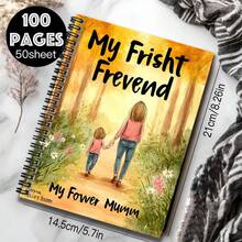 100-Page Spiral Bound Notebook With Warm Mother-Daughter Illustration Cover, Suitable For Work, Study, School Notes, Graduation & Birthday Gift, Diary, Daily Planner - H - View 3