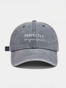 Printed "PERFECTLY IMPERFECT" Washed Baseball Cap, Lightweight Breathable Adjustable Sun Hat Suitable For Outdoor, Travel, Hiking, Cycling In Spring And Autumn,Summer,Beach - Print - View 10