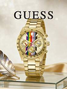 Đồng hồ đeo tay nam GUESS High Gear Series bằng thép không gỉ mạ vàng, đa chức năng, máy quartz GW0434G1 - Vàng - Xem 9