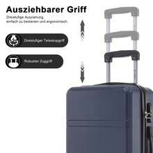 YONSLY Hard Shell Suitcase 16/20/24/28 Inches With 4 Wheels 360° Combination Lock Soft Rubber Handle Mesh Pocket Lightweight Suitcase For School - 深藍 - 查看 4