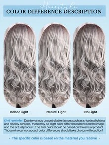 22 Inch Long Gray Ombre 13X4 Lace Front Wig, Curly Wavy Design With Detachable Baby Hair, Natural & Cute, Made Of Imported Japanese Silk Material, Soft & Comfortable, Heat Resistant, Suitable For Daily, Party, Cosplay And Other Occasions - Gray Ombre - View 10