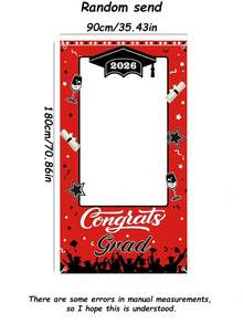 2026 Graduation Photo Studio Frame, Red "Congratulations On Your Graduation" Selfie Banner Background, Graduation Backdrop, Graduation Decor, High School/University Graduation Party Decoration, Photography Props - Graduation Photo Props (red) - View 2