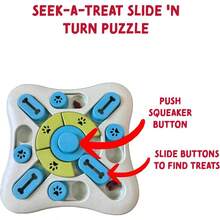 SPOT Seek A Treat Slide' N Turn Puzzle -Interactive Dog Puzzle Toy Small, Medium Large Dogs And Cats, Squeaky, Enrichment And Mentally Stimulating Toy Training And Boredom Buster - Mặc định - Xem 4