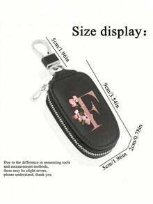 Zipper Keychain - Fashionable Red Flower Gold Letter (A-Y) Design, PU Leather Organizer, Suitable For Car, Home And Office Keys, Great For Valentine's Day, Graduation, Teacher's Day Gifts, Unisex, Travel Accessory, Elegant Jewelry, High-Quality Craftsmanship, Professional Accessory - Multicolor - View 9